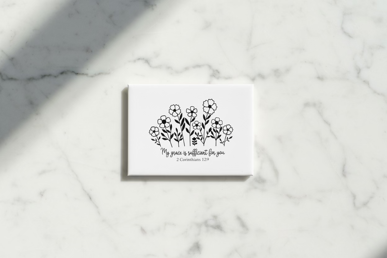 Fine Line Floral Scripture Magnet