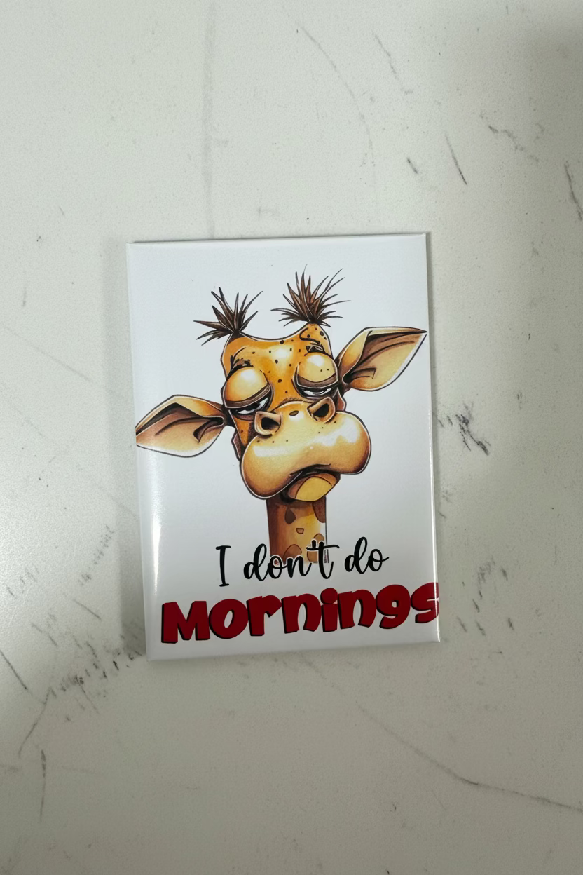 I Don't Do Mornings | Snarky Animal Magnets | Funny Pet Magnets | Stick 'Em Up