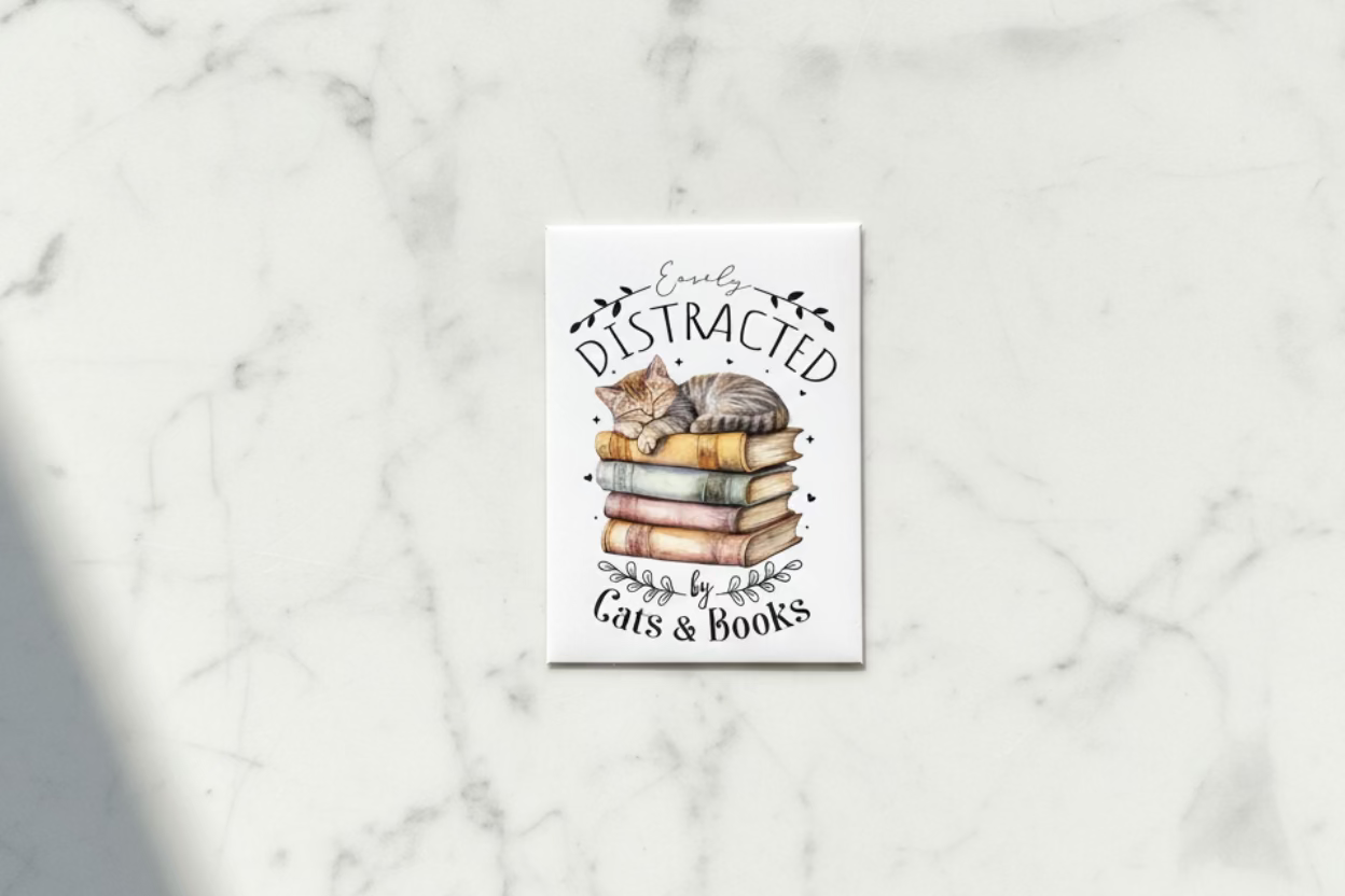 Easily Distracted by Cats & Books | Book Lover Collection | Stick 'Em Up
