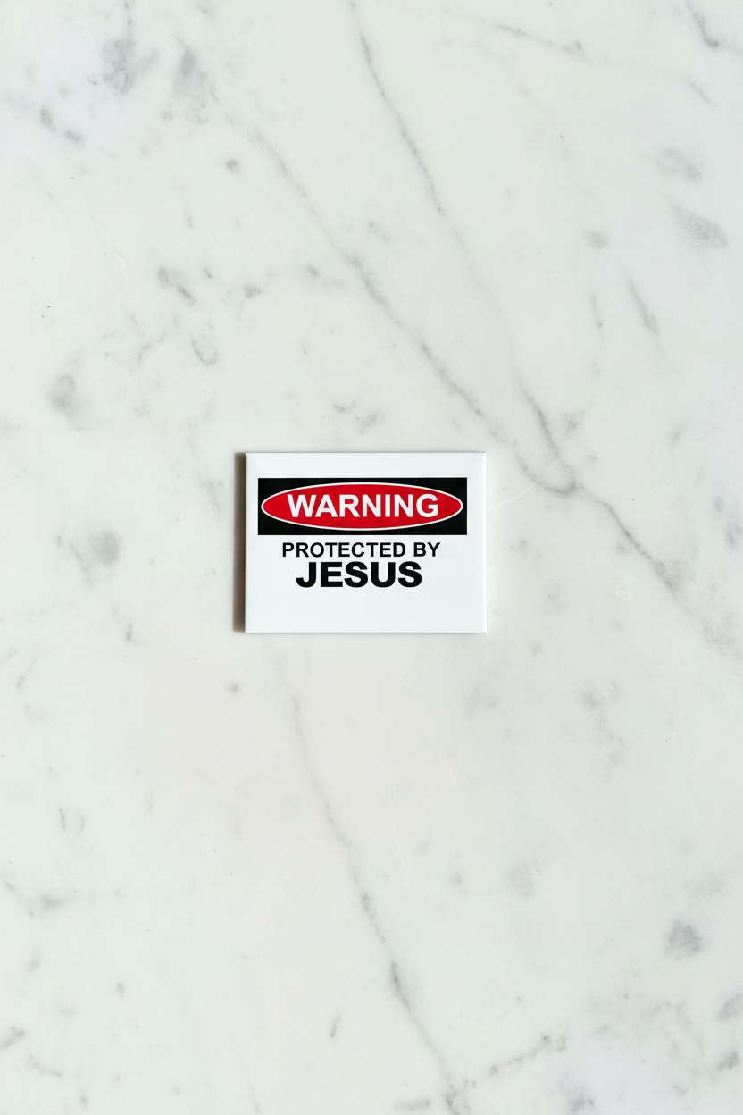 Warning...Protected by Jesus | Funny Christian Magnet