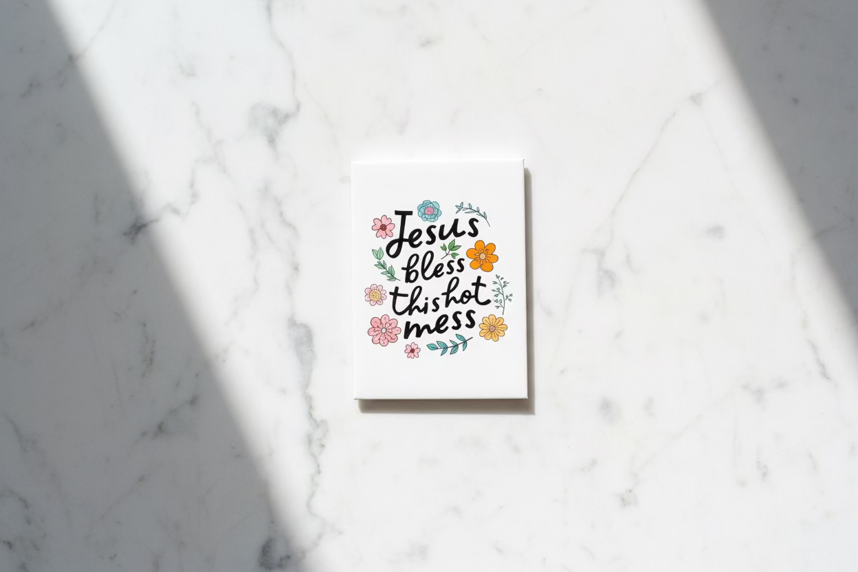 🌸 Jesus Bless This Hot Mess Magnet | Funny Christian Collection